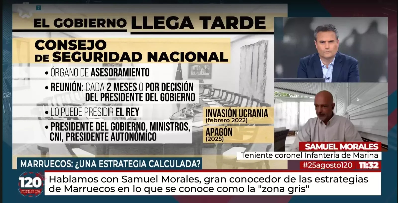 Samuel Morales habla para la televisión sobre importantes asuntos geopolíticos